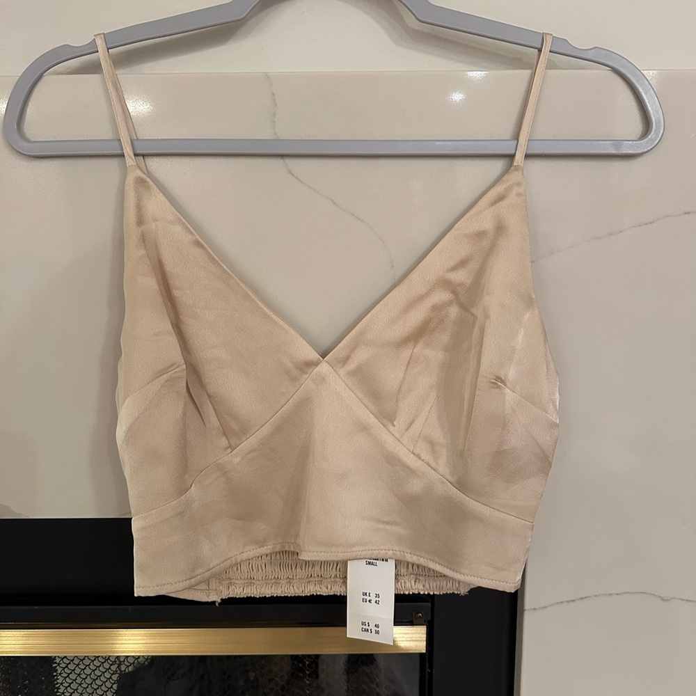 Abercrombie Gold Satin Crop Top